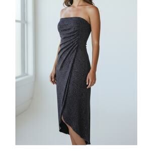 Vintage Byer Too 90s Glitter Swirl Strapless Party Dress Midi M